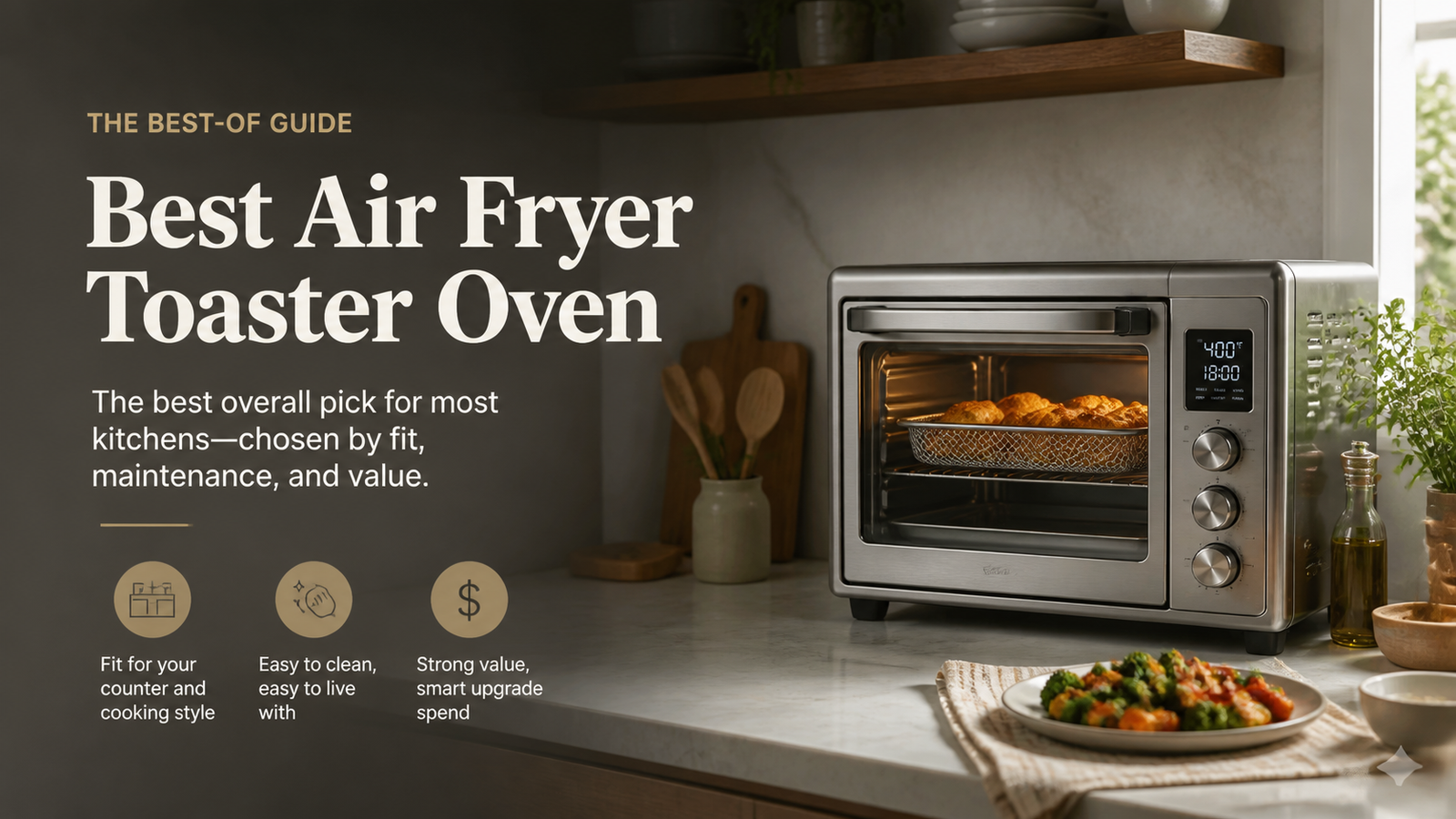 Best air fryer toaster oven cover image showing the solved outcome for the keyword in a practical editorial scene instead of a generic product collage