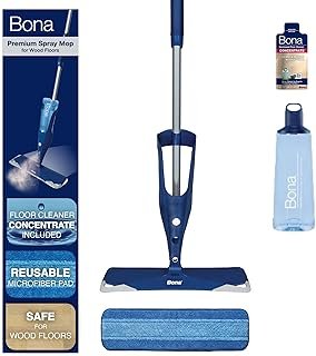 Bona Hardwood Floor Premium Spray Mop - Includes Wood Floor Cleaning Concentrate and Machine Washable Microfiber Cleaning Pad - Dual Zone Cleaning Design for Faster Cleanup