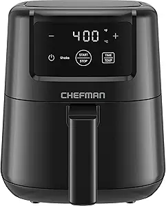 CHEFMAN 2 Qt Mini Air Fryer – Digital Space-Saving Compact Air Fryer with Nonstick and Dishwasher Safe Basket, Quick & Easy Meals in Minutes, Features Digital Timer and Shake Reminder – Black