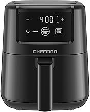 CHEFMAN 2 Qt Mini Air Fryer – Digital Space-Saving Compact Air Fryer with Nonstick and Dishwasher Safe Basket, Quick & Easy Meals in Minutes, Features Digital Timer and Shake Reminder – Black