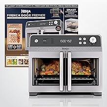 Ninja French Door Premier Air fry Oven, 10-in-1 functions, 20.3-qt capacity, 5-qt Air Fry Basket, Sheet Pan, Wire Rack, Broil Rack, PFAS-free Cooking Surface, Dishwasher-Safe Accessories, FO101